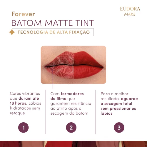 Batom Líquido Marrom Nude Icônico Eudora Make Forever Matte Tint 4Ml - Imagem 3
