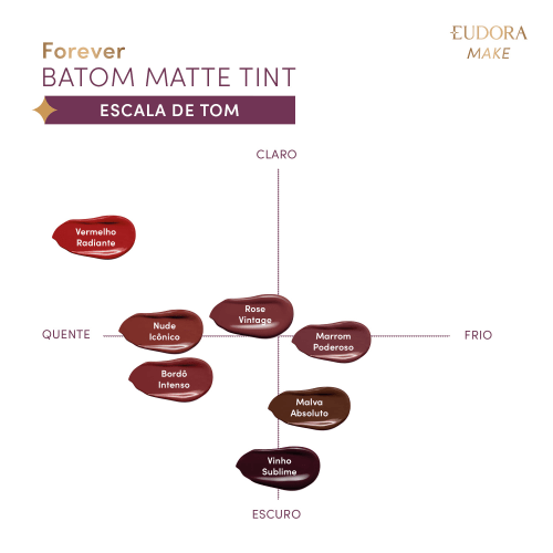 Batom Líquido Marrom Nude Icônico Eudora Make Forever Matte Tint 4Ml - Imagem 6