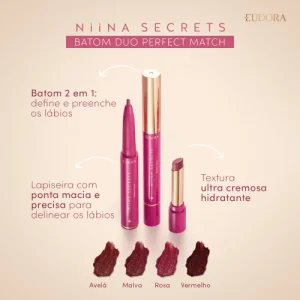 Batom Rosa Duo Perfect Match Niina Secrets 1,65G