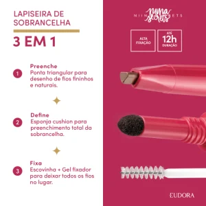 Lapiseira De Sobrancelha 3 Em 1 Escura Niina Secrets 1,1G